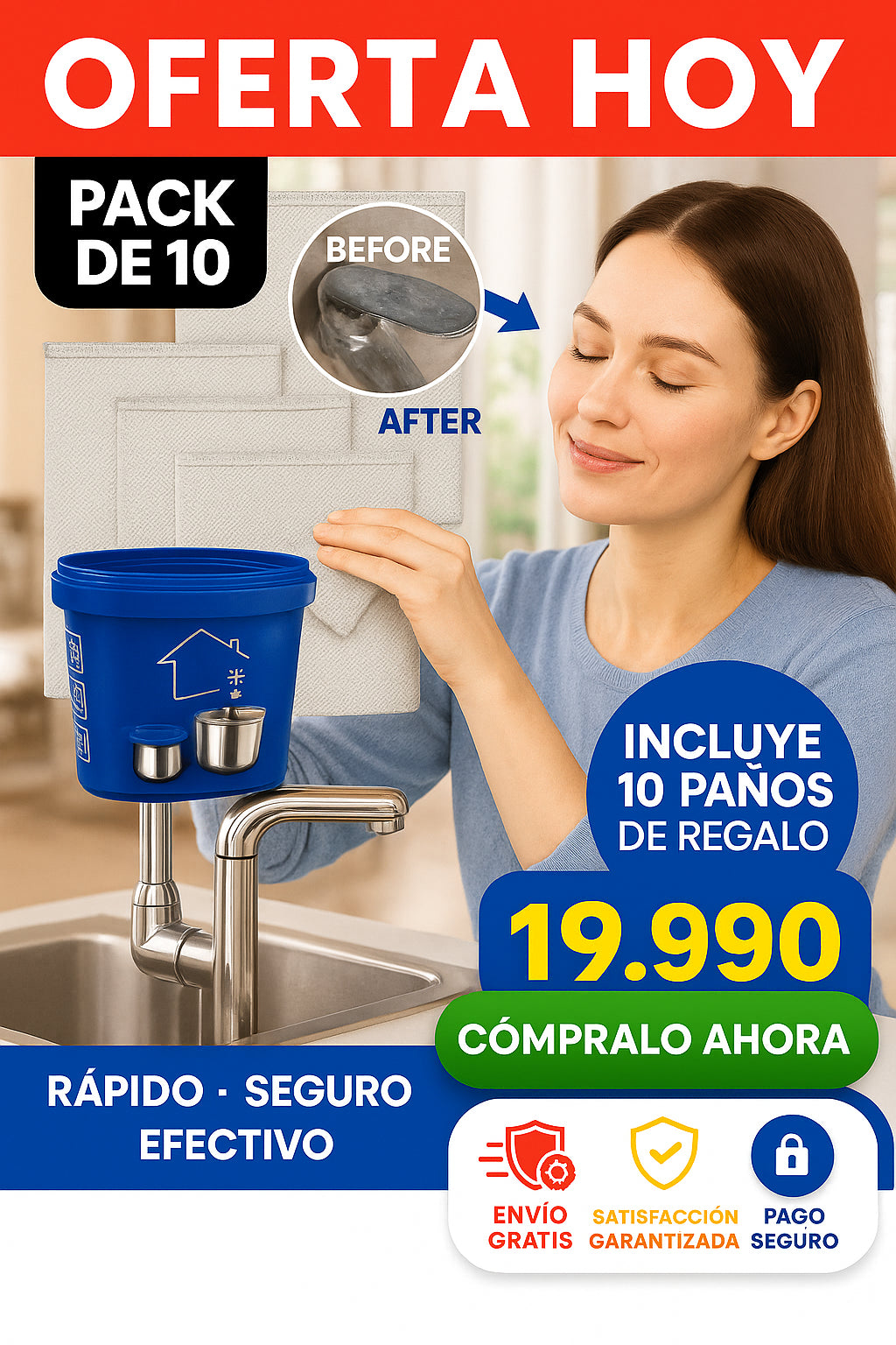 BRILLAMAX ✨ PASTA QUITA MANCHAS + 10 PAÑOS MULTIUSO