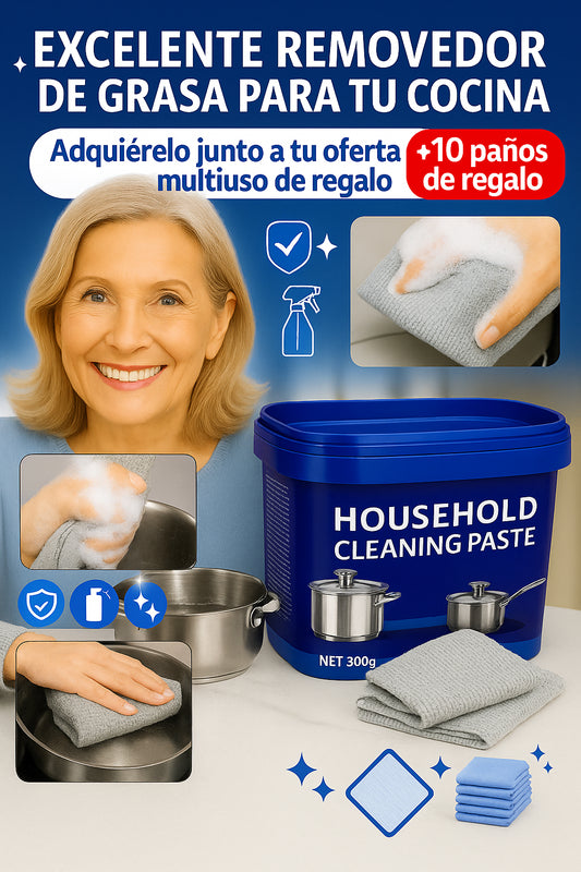 BRILLAMAX ✨ PASTA QUITA MANCHAS + 10 PAÑOS MULTIUSO